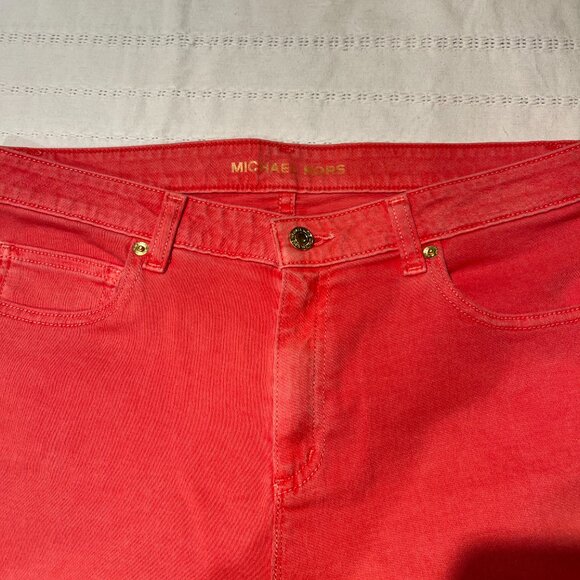 Michael Kors Izzy jeans cropped skinny size12 coral colour - Picture 6 of 7